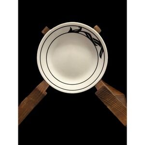 Corelle Lyrics Black (3) Replacement Plates 6-3/4" White Black Leaves Bread